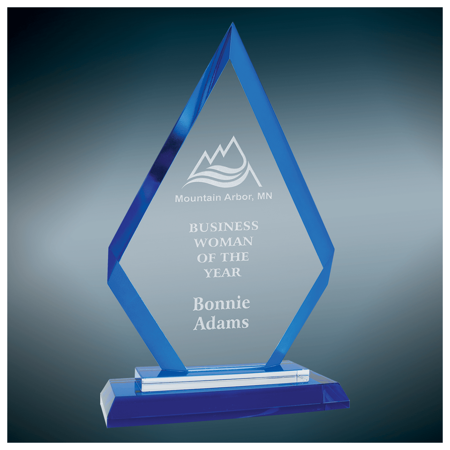 Diamond Regal Glass Award - Blue